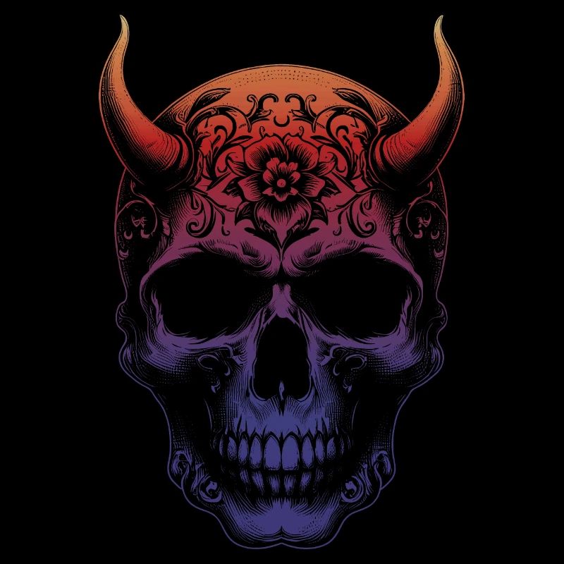 Totenkopf mit Hörnern