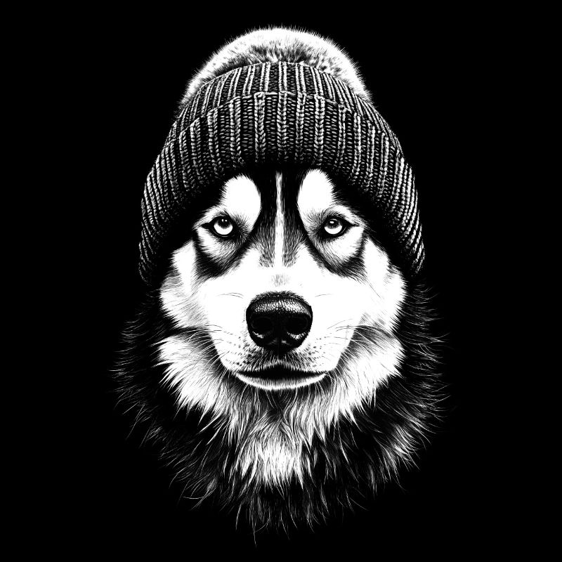 Alaskan Malamute Bobble Hat Dog Sled Dog