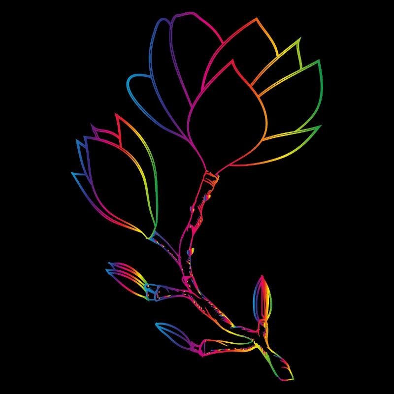 Dessin au trait de magnolia coloré moderne