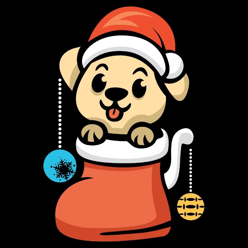 Chiot de Noël avec bijoux dans le coffre