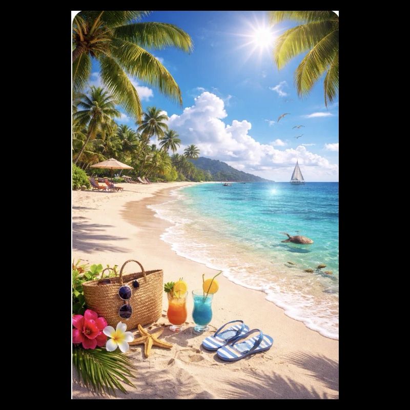 Paradis des palmiers de rêve de plage tropicale