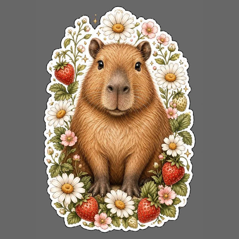 Capybara Erdbeeren Gänseblümchen Tierfreund
