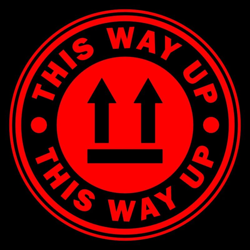 This way up Fragile round circle stamp sticker