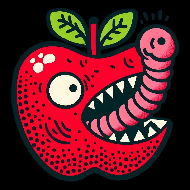 Apfel frisst Wurm