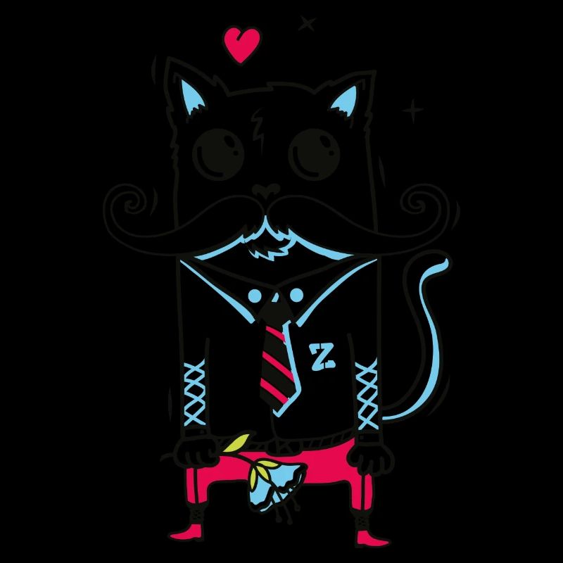 Gueule de bois amoureuse avec moustache, fleur, cravate