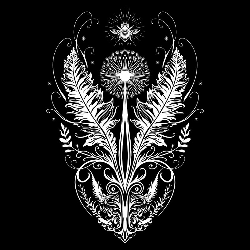 Löwenzahn Biene Herz botanical art