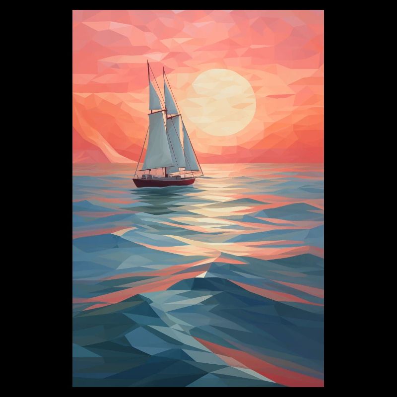 Paysage Maritime dans un style géométrique