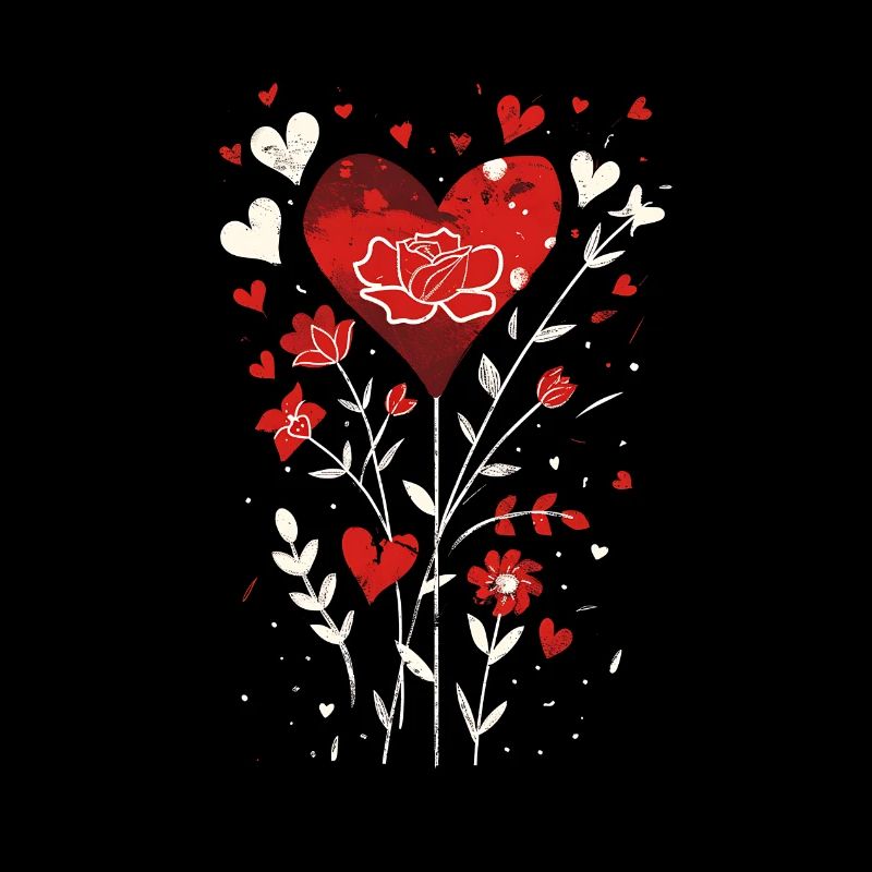 Conception de la Saint-Valentin avec des cœurs, des feuilles et des Roses