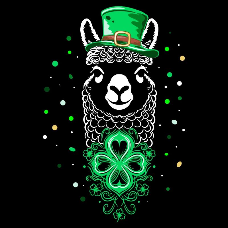 Lama de la Saint-Patrick en alpaga avec trèfle et chapeau