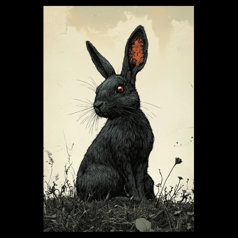 Lapin de nuit dans le brouillard