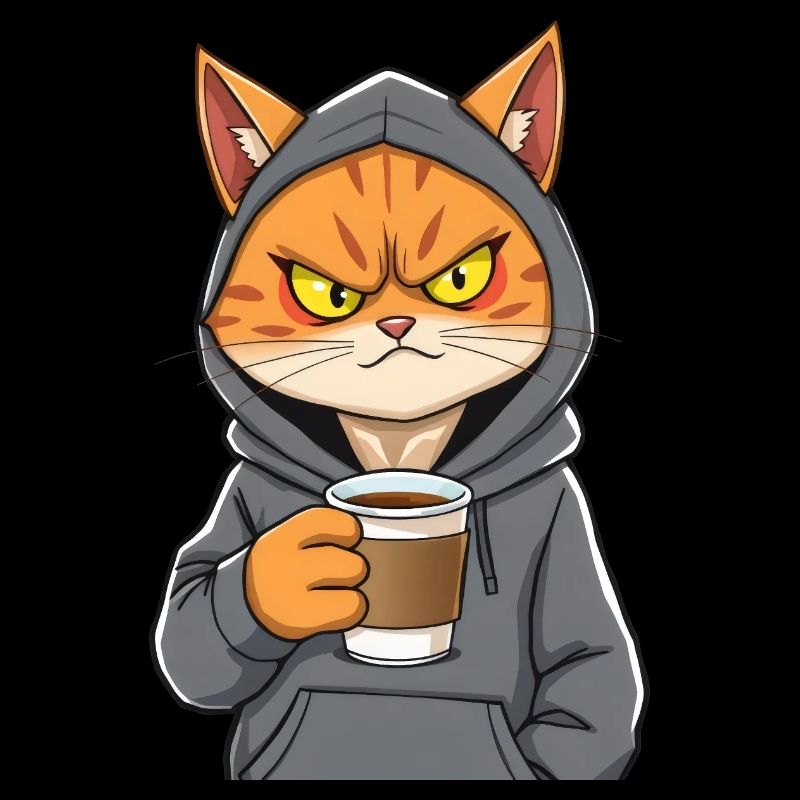 Morgenmuffel Katze braucht ihren Kaffee