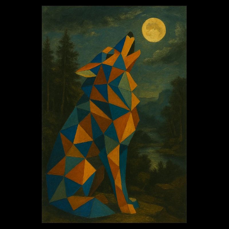 Wolf howls at the moon