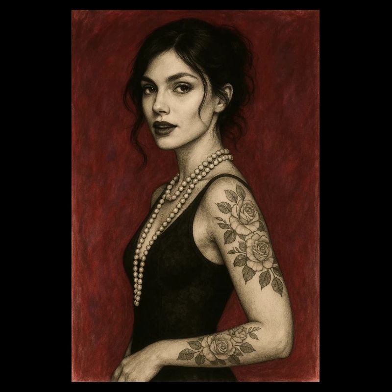 femme collier perle bordeau élégante omikly art