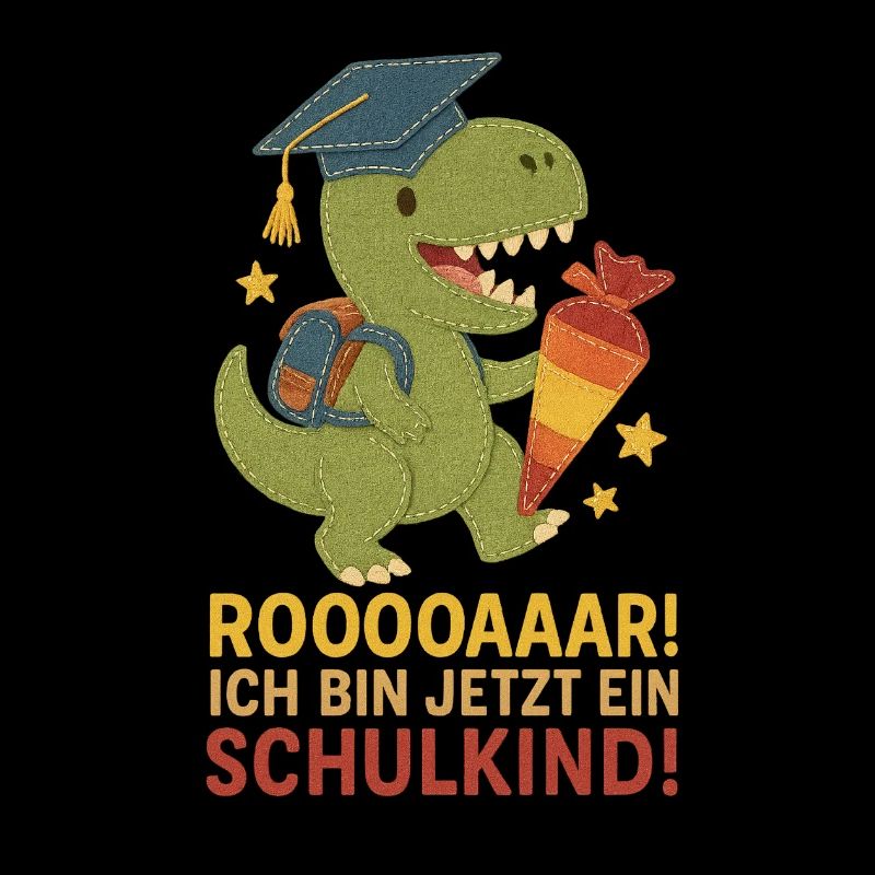 Dino Schulkind T-Rex | Einschulung Filz Stoff Look