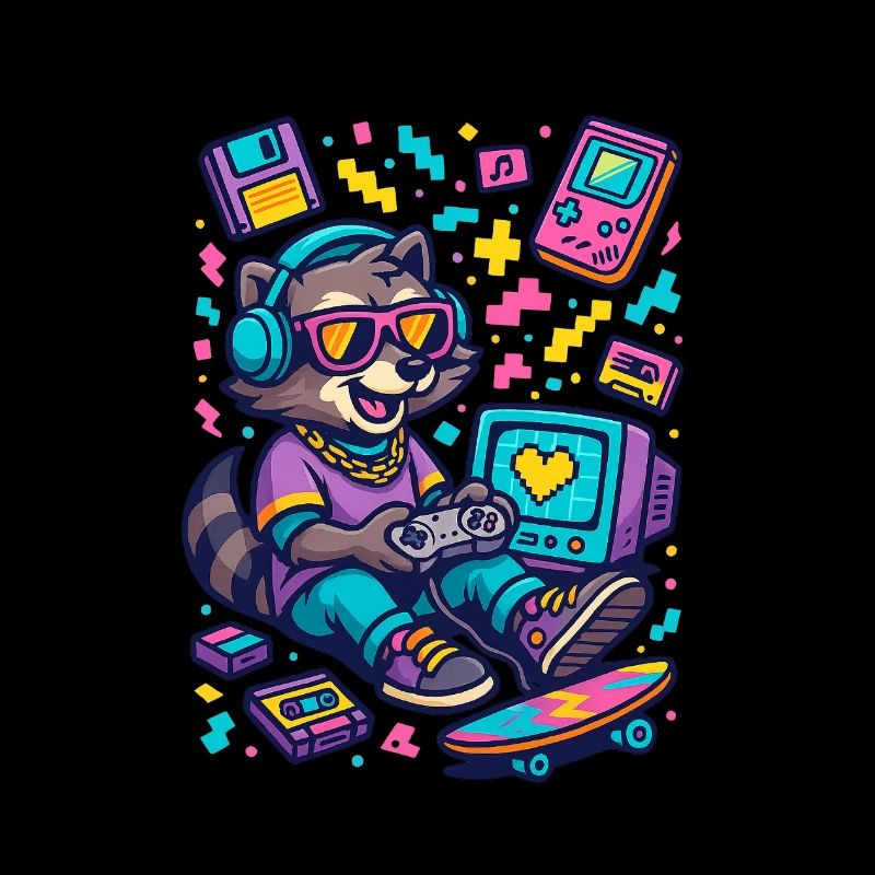Waschbär Gamer