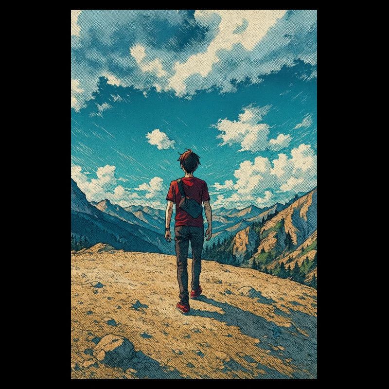 Bergentdecker auf Blue Sky Landscape