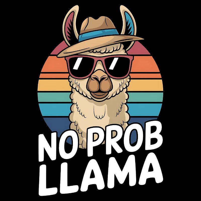 No Prob Lama Retro Sunburst Design