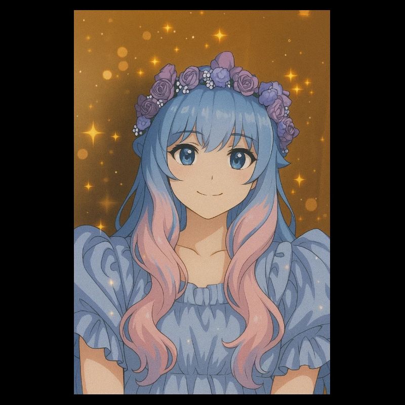 Blumenkrone Animefig mit Pastellhaar