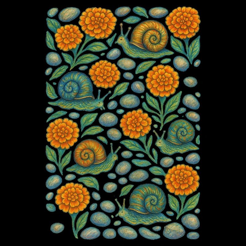 Snail Garden Orange Bloom