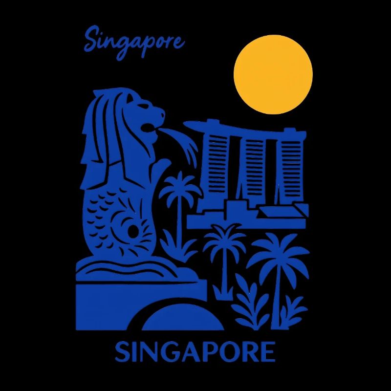Blue Merlion Skyline Singapour