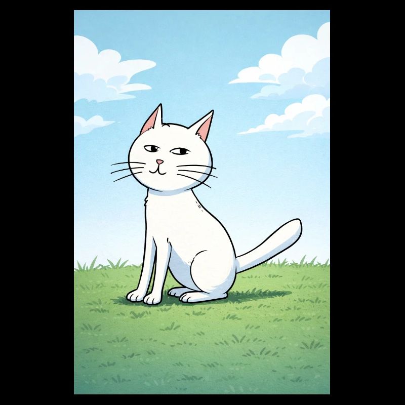 White cat with a cheeky look