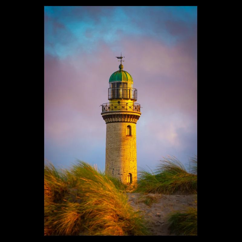 Lighthouse in Warnemünde at sunset