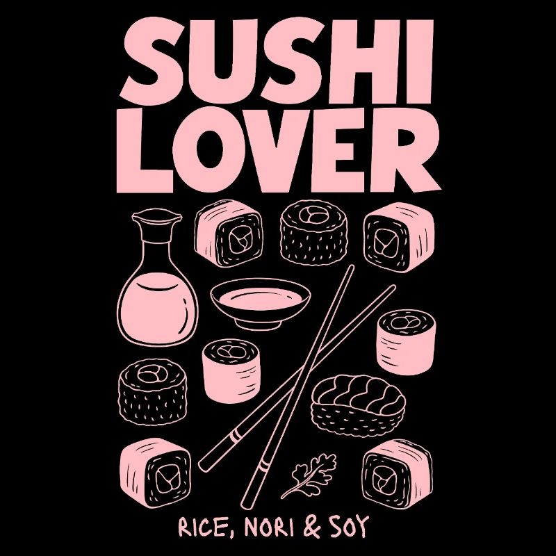 Sushi Lover Pink Neon Illustration