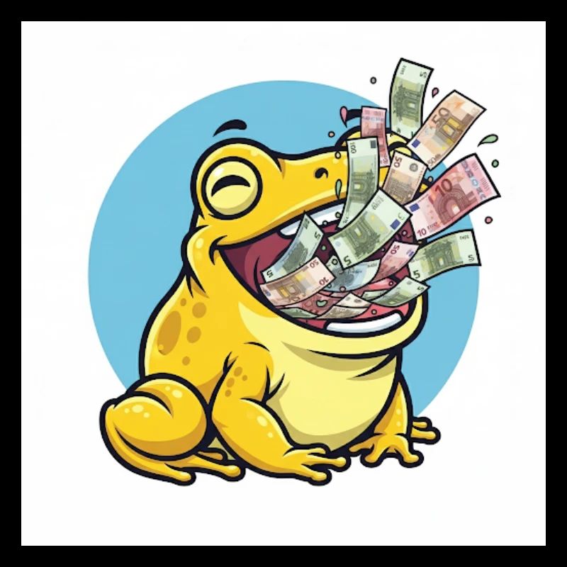 Laughing frog with money rain