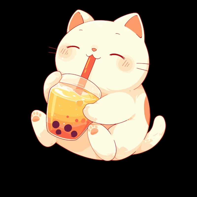 Katze die Bubble Tee trinkt Boba and Cats Anime