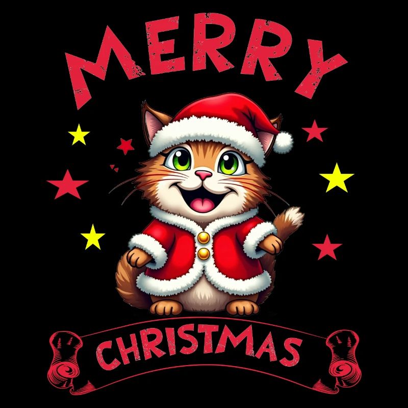 Joyeux Noël Catmas Drôle Père Noël Chat