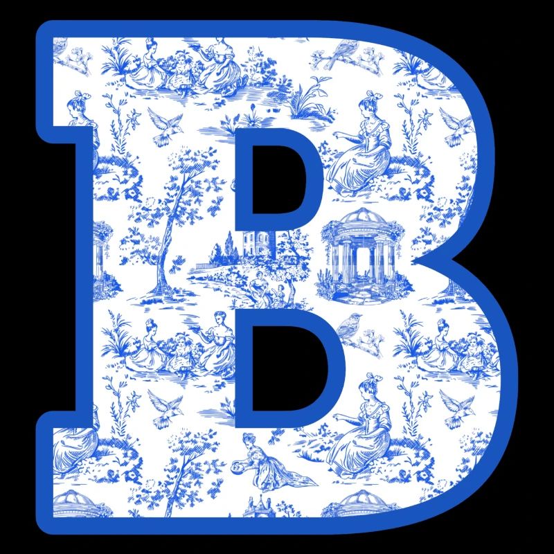 Lettre B chinoiserie bleu