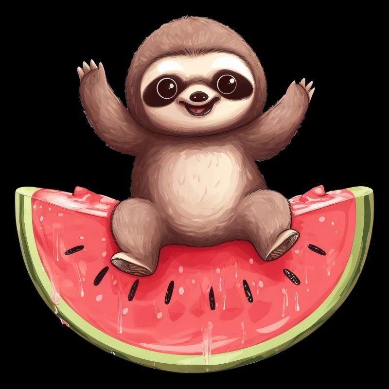 Faultier mit Wassermelone - Süßes Sommer Design