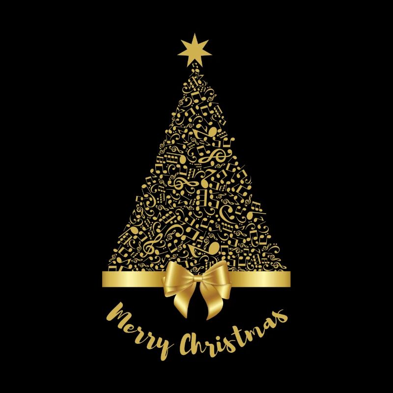 Joyeux Noël or Notes de musique arbre avec noeud