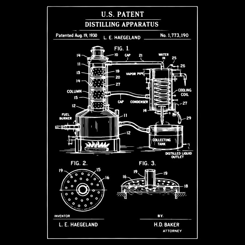 Plan de brevet de distillation vintage