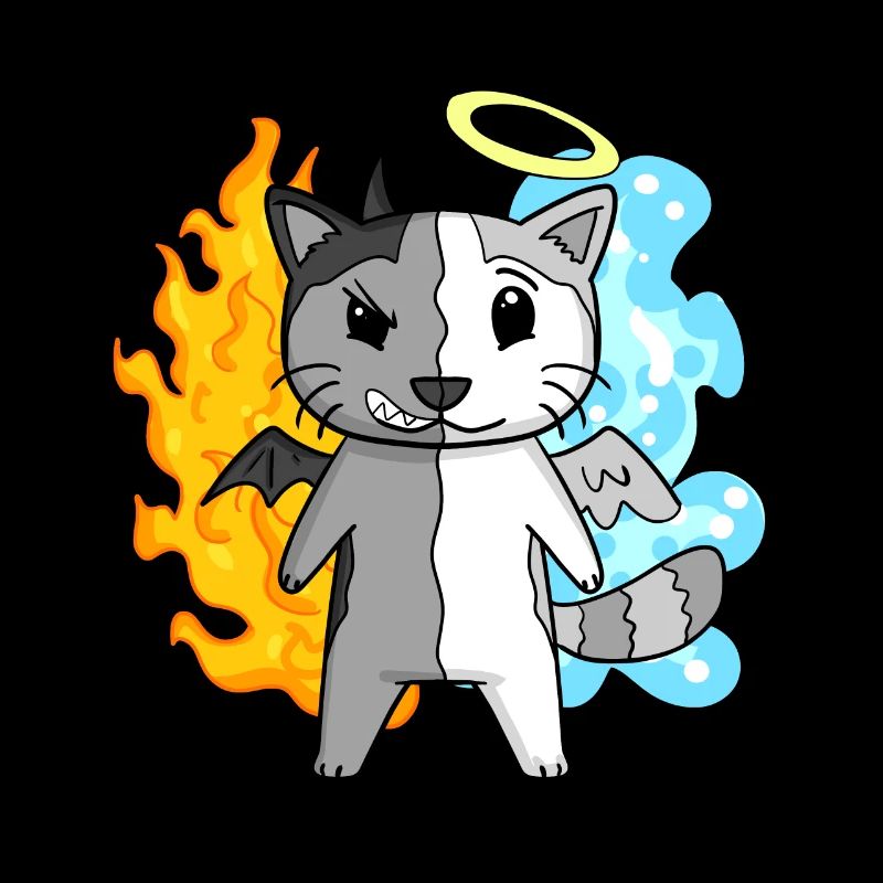 Cat Angel and Devil