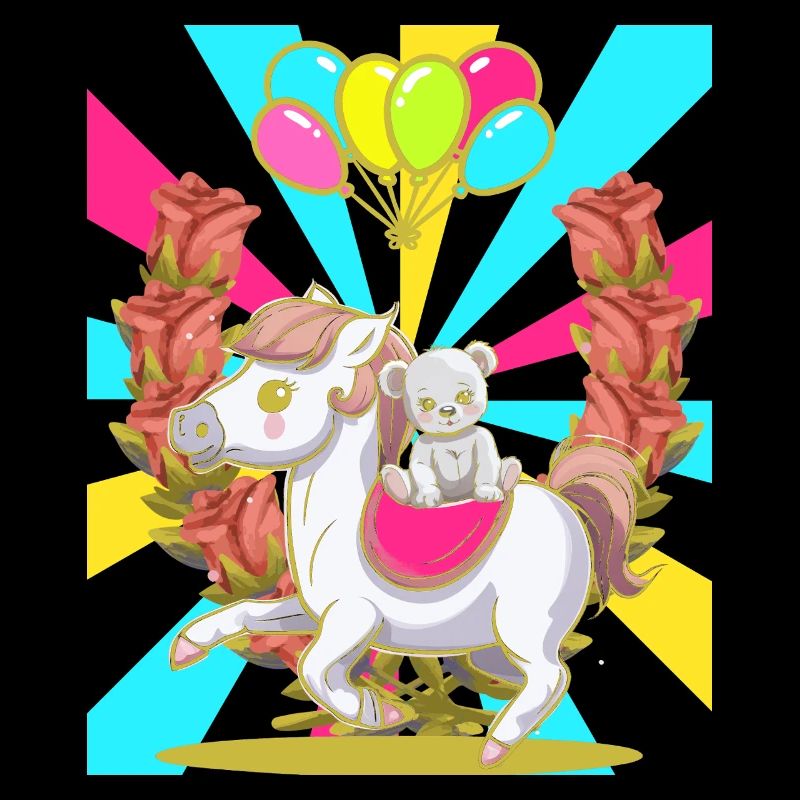 Kinder Retro Geburtstag Pferd Teddy Luftballons