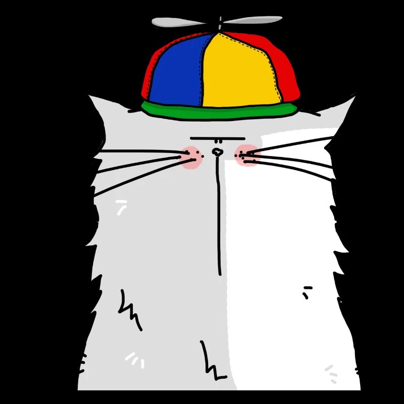 Katze mit Propellermütze