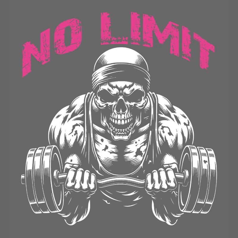 Crâne de musculation No Limit Workout avec haltère