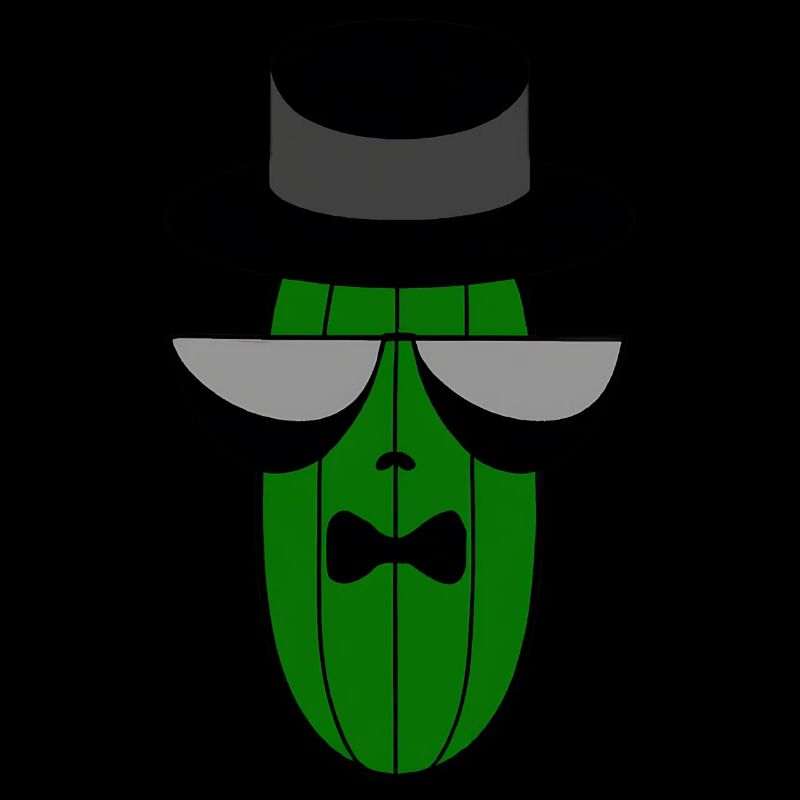 kawaii cucumber with top hat and bow tie