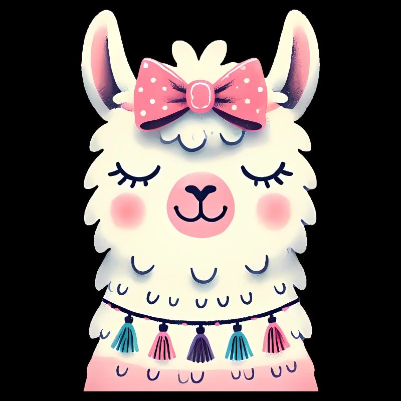 Lama souriant avec motif de glands d’arc