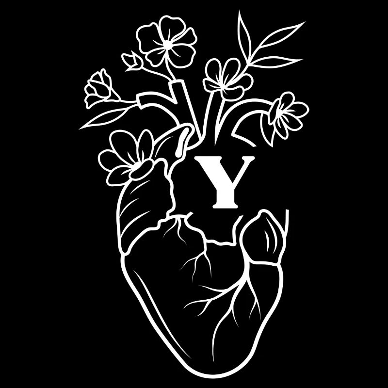 Buchstabe y Herz weiße florale Anatomie