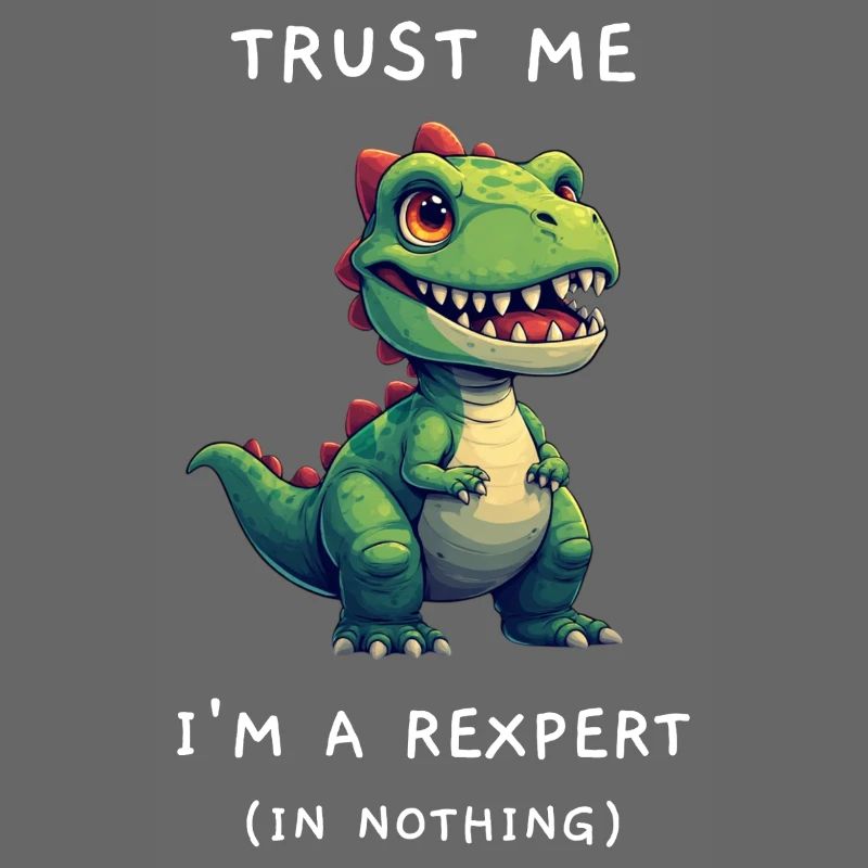 Funny T-Rex "Rexpert in Nothing" Saying