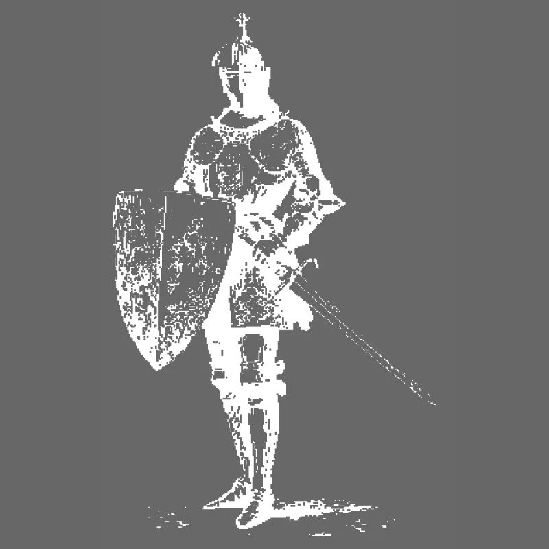 Knight Silhouette with Shield and Sword