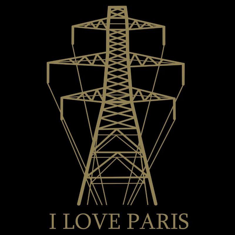 Strommast als Eiffelturm "I Love Paris" Satire
