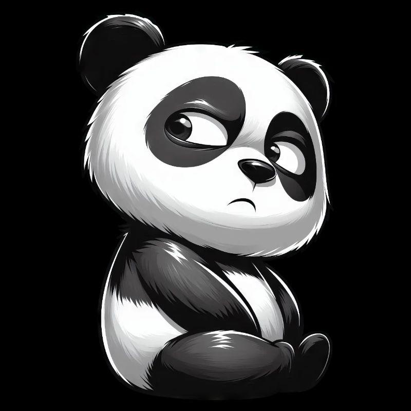 Skeptical Panda Cartoon Cute Doubt