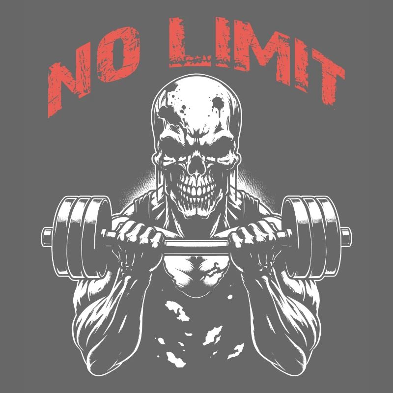Crâne de musculation No Limit Workout avec haltère