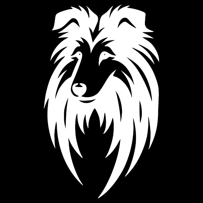 Long-haired Collie in Tribal Tattoo Style