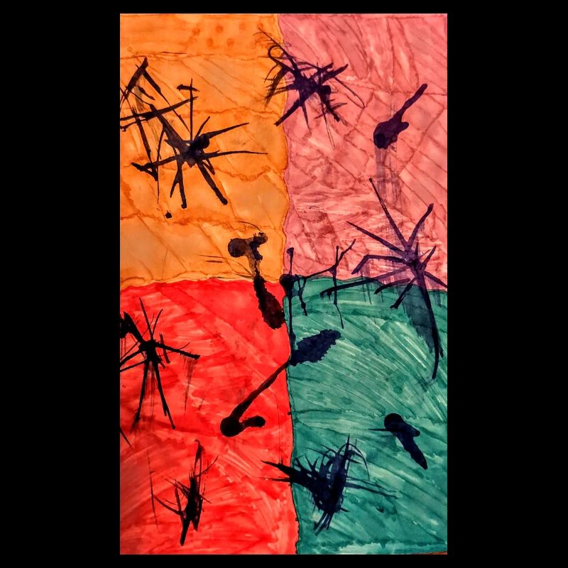 Jeu abstrait de couleurs avec motif à pointes