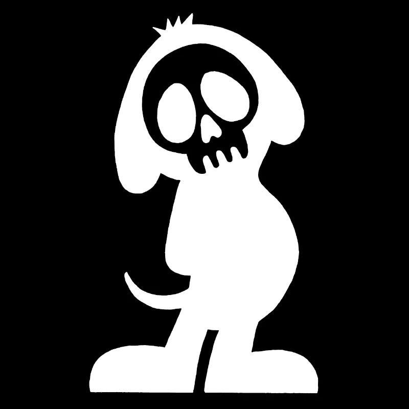 Crâne et silhouette de chien blanc