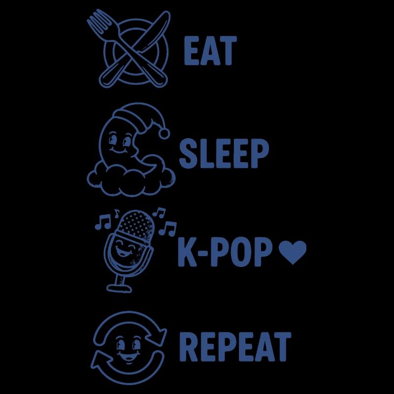 Mange, dors, K-Pop, recommence, musique coréenne, amour mignon,